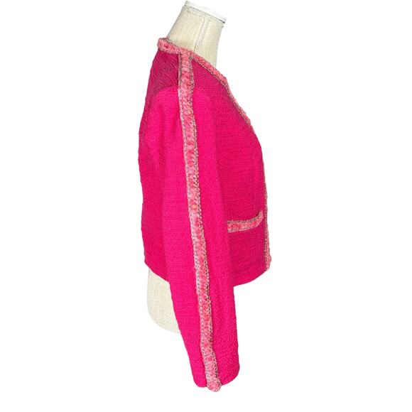 CAbi Tweed Ballroom Blazer Jacket 6466 Women's Medium Pink Full Zip Barbiecore - Picture 6 of 11